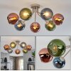 Plafoniera a sfera Koyoto vintage a grappolo, 7 vetri blu, verdi e ramati