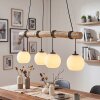 Koyoto lampada a sospensione con barra in legno, 4 luci, lunghezza 80 cm