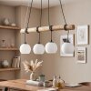 Koyoto lampada a sospensione con barra in legno, 4 luci, lunghezza 80 cm