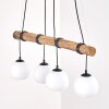 Koyoto lampada a sospensione con barra in legno, 4 luci, lunghezza 80 cm