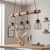 Gondo lampadario a sospensione con barra in legno, 4 luci E27, lunghezza 80 cm