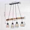 Gondo lampadario a sospensione con barra in legno, 4 luci E27, lunghezza 80 cm