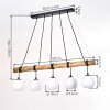 Koyoto lampada a sospensione con barra in legno, 5 luci E27, lunghezza 100 cm