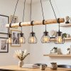 Gondo lampada a sospensione con asta in legno 5 luci E27, lunghezza 100 cm