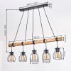 Gondo lampada a sospensione con asta in legno 5 luci E27, lunghezza 100 cm