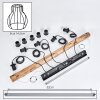 Gondo lampada a sospensione con asta in legno 5 luci E27, lunghezza 100 cm