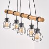 Gondo lampada a sospensione con asta in legno 5 luci E27, lunghezza 100 cm