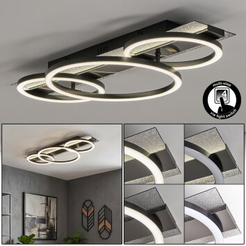 Kordex plafoniera LED soffitto moderna con anelli luminosi e pannello rettangolare