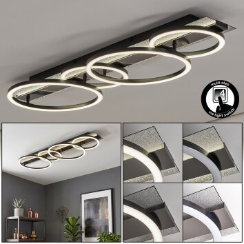 Kordex plafoniera LED moderna con anelli luminosi, design rettangolare
