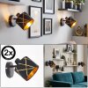 Faretto da parete Opatija moderno, set da 2, paralume nero-oro traforato