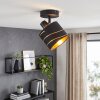 Faretto da soffitto moderno Alsen con paralume a fasce dorato e nero, inclinabile