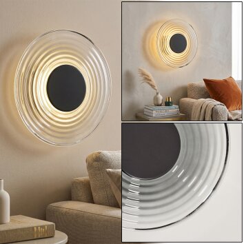 Applique LED Liriel con schermo rotondo a rilievi concentrici, 3000 Kelvin bianco caldo