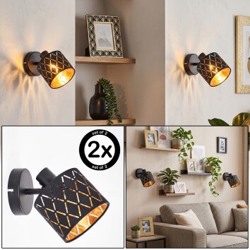 Alsen applique orientabile con paralume traforato a motivi geometrici, set 2 pz