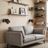 Alsen applique da parete orientabile, set 2 faretti E14 con fessure dorate