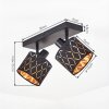 Faretto da soffitto Alsen con doppio paralume geometrico nero e dorato, orientabile