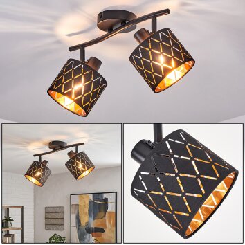 Plafoniera Alsen a 2 faretti orientabili E14, lampada da soffitto vintage