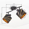 Faretto da soffitto Alsen vintage con due paralumi conici in tessuto nero e oro, orientabili