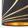 Faretto da soffitto Alsen vintage con due paralumi conici in tessuto nero e oro, orientabili