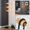 Lampada da terra Voril con tre sfere e dettagli in legno, E27, altezza 141,5 cm