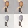 Turil applique LED da parete, luce da lettura da letto con paralume in tessuto
