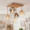 Plafoniera Koyoto in stile Boho con 5 sfere in vetro ambrato, chiaro e fumé