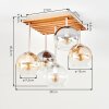 Plafoniera Koyoto in stile Boho con 5 sfere in vetro ambrato, chiaro e fumé