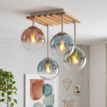 Gastor plafoniera a 4 luci E14 con sfere sospese, stile boho vintage