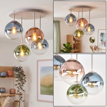 Gastor plafoniera a sfere E14, lampada da soffitto rotonda 4 luci Ø 38 cm