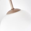 Plafoniera a sfere Gastor, lamelle in legno, 4 schermi in vetro bianco ø 15 cm