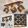 Faretto da soffitto moderno Tallaboa, 3 paralumi traforati oro e nero, orientabili