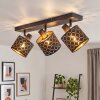 Faretto da soffitto moderno Tallaboa, 3 paralumi traforati oro e nero, orientabili