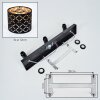 Faretto da soffitto moderno Tallaboa, 3 paralumi traforati oro e nero, orientabili