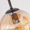 Plafoniera a sfere Koyoto stile boho con 4 schermi ambrati e lamelle in legno