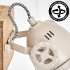Applique da parete Herford con testa orientabile e supporto in legno color Écru