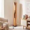Lampada da terra Sernadelo, colonna rettangolare in legno color écru con intagli ondulati