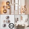 Applique da parete moderna Gastor, set da 2 con sfere in vetro grigio fumo