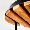 Plafoniera a sfere Gastor boho con lamelle in legno e 5 paralumi in vetro grigio fumo