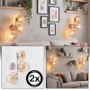 Applique da parete Koyoto, set da 2, con tre sfere ambrate e chiare, struttura sabbia