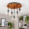 Plafoniera Gastor stile Boho con struttura lamellare e 5 sfere chiare