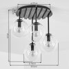 Plafoniera a sfere Gastor, 4 paralumi in vetro grigio fumo, lamelle in legno, stile Boho