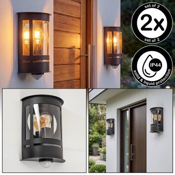 Lampada da parete per esterni Lauvdal moderna, set di 2 con sensore di movimento