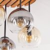 Plafoniera a 4 luci Koyoto Boho con lamelle radiali in legno e struttura metallica