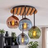 Plafoniera a grappolo Koyoto stile Boho con 4 paralumi sferici in vetro blu, verde e ramato