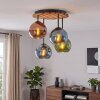Plafoniera a grappolo Koyoto stile Boho con 4 paralumi sferici in vetro blu, verde e ramato