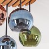 Plafoniera a grappolo Koyoto stile Boho con 4 paralumi sferici in vetro blu, verde e ramato