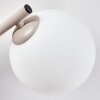Moderna lampada da parete Gastor con tre sfere in vetro bianco, struttura sabbia