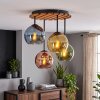 Plafoniera a sfere Koyoto in stile boho con 4 paralumi in vetro ramato, blu, verde e oro