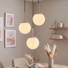 Lampada a sospensione Gastor moderna, tre sfere di vetro bianco per il tavolo da pranzo
