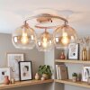 Plafoniera a tre sfere moderna Koyoto con schermi in vetro ambrato e chiaro