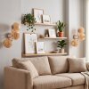 Applique da parete Basto in stile Boho, set da 2 con 3 sfere intrecciate color sabbia
